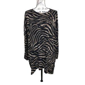 Clara Sun Woo Women's Top Tunic Oversized Animal Print Brown Black S